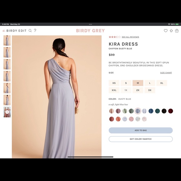 NWT Birdy Grey Kira Bridesmaid/Prom Dress in Dusty Blue. Size M. - Picture 2 of 3